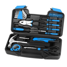 39-Teiliges Haushaltswerkzeugset, Universelles Reparaturwerkzeugset im Tragbaren Werkzeugkoffer für Zuhause, Garage, Büro, Studentenwohnheim, Blau