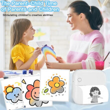 Sticker Printer Print 6 Rolls Sticker Printer with 7 Color Lighting Mode, Compatible with IOS and Android