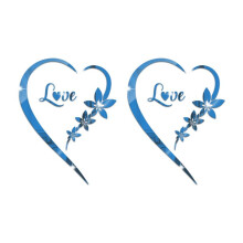 2pcs Love Acrylic Mirror Stickers Heart-Shaped Bedroom Living Room TV Background Wall Home Decoration