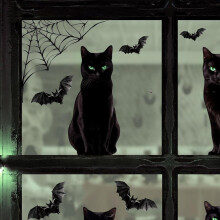 Halloween Decoration Spider Net Bat Window Stickers Glass Window Applique Halloween Decoration Supplies