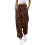 Womens Elastic Drawstring Cuffed Loose Casual Sweatpants Brown S 1