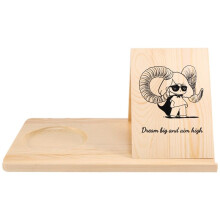 Wooden Reading Stand Removable Triangle Book Stand with Cup Holder Multifunctional Recipe Shelf for Desktop Cartoon Girl
