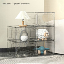Hard Plastic Sports Shoe Box Plastic Shoe Box Dustproof Shoe Storage Box Shoe Rack Stackable Cabinet Storage Box Black