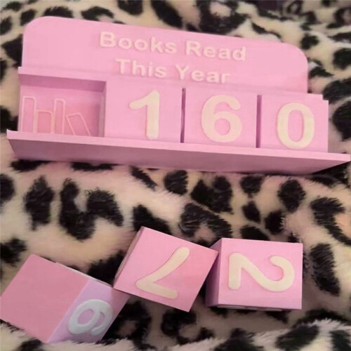 Bookshelf Decor Book Read This Year Counter, 3d Challenge Reading Tracker, Reading Challenge Gift, Number-Blocks Sign C 2