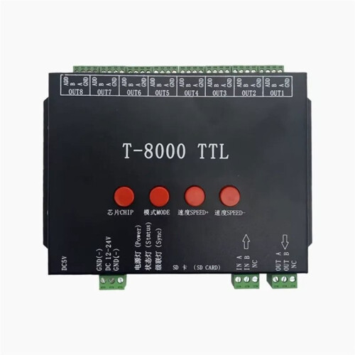 T-8000 TTL Programble LED Pixel Controller DC5V/12-24V for Various LED Strip Lights