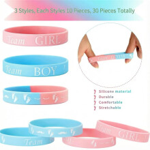 30 Stuks Gender Reveal Siliconen Armbanden, Team Jongens Meisjes Rubber Polsbanden voor Baby Shower Feestdecoratie Cadeaus Benodigdheden