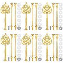 6 Sets 3-Stufiges Kuchenständer-Hardware-Kit, Vintage-Gold Schweres Metall-Etagere für Dessert-Cupcake-Teller