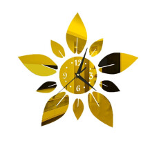 40Cm DIY Flower Leaf Mirror Acrylic Mirror Wall Clock Sticker Quartz Clocks Living Room Decor Watch Home Decor Sticker C