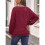 Women Maternity Solid Vertical Rib Patchwork Crew Neck Lantern Long Sleeve Oversized Pregnancy Top Wine Red XL 4