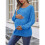 Women Maternity Solid Vertical Rib Patchwork Crew Neck Lantern Long Sleeve Oversized Pregnancy Top Royal  XL 3