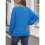 Women Maternity Solid Vertical Rib Patchwork Crew Neck Lantern Long Sleeve Oversized Pregnancy Top Royal  5XL 4