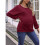Women Maternity Solid Vertical Rib Patchwork Crew Neck Lantern Long Sleeve Oversized Pregnancy Top Wine Red XL 2