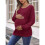 Women Maternity Solid Vertical Rib Patchwork Crew Neck Lantern Long Sleeve Oversized Pregnancy Top Wine Red XL 3