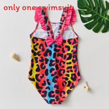 (Leopard,8Y)Abbigliamento acqua bambina con stampa fenicottero e dettagli volant per uso spiaggia o piscina