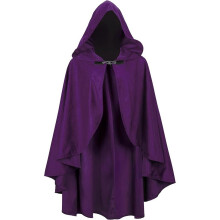 (Purple)Medieval Style Velour Cape With Hood For Cosplay And Themed Events Costume