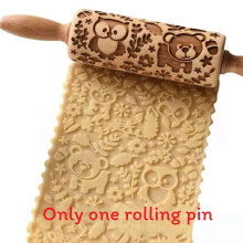 (StyleC)Rouleau à pâtisserie moderne en bois avec fenêtre de Noël motif fleur pour chefs pâtisserie
