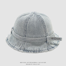 (Style A)Blue Deniids Fisherman Cap Sun Blocking Breathable Fabric Wind Design Resistant