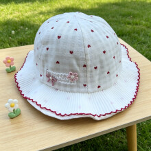 (Red)Chapeau soleil tendance enfant avec motif point coeur et polyvalent pour printemps été
