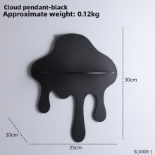 (Black)Modern Art Cloud Wall Decor With Storage Shelf Suitable For Office Entryway Or