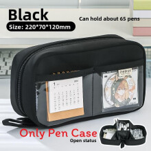 (Black)Soft Canvas School Supplies Container With Large Storage Capacity For Girls Boys