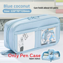 (Blue)Soft Canvas School Supplies Container With Large Storage Capacity For Girls Boys