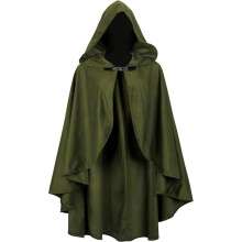 (Green)Medieval Style Velour Cape With Hood For Cosplay And Themed Events Costume