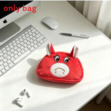 (Style 4)Soft Fabric Keychain Coin Holder Pencil Case With Cute House Pattern For Use Daily