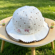 (Brown)Trendiger Kinder Sonnenhut mit Herz Punkte Muster und vielseitig einsetzbar für Frühling Sommer