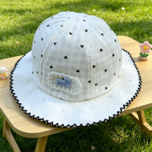 (Black)Trendiger Kinder Sonnenhut mit Herz Punkte Muster und vielseitig einsetzbar für Frühling Sommer