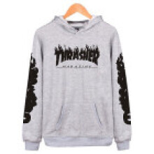 (Grey Black,M)Men Women Thsher Hiphop Skateboard Sweatshirts Pullover Coat Sweater Hoodie