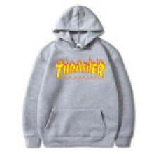 (Gray,L)Sudadera Pullover Informal Talla Grande Para Hombres Con Capucha Moda Estampado de Llamas
