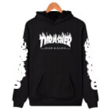 (Black White,XL)Men Women Thsher Hiphop Skateboard Sweatshirts Pullover Coat Sweater Hoodie