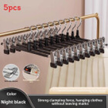 (Black(5pcs))Calças antiderrapantes cabides com clipes cabides de saia economia de espaço para armário calças de metal cabides