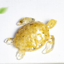 (LemonYellow) Turtle Resin Artistic Display Natural Water Crystal Material Hanrafted Tabletop For Office Ornament