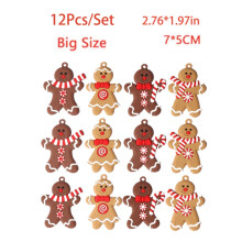(12PcsBrown) 61112pcs Man Gingerbread Christmas Tree Decoration Pendant Xmas Year New Gift