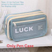 (SkyBlue) Transparent Trendy Green Pencil Case With Durable Oxford Fabric Students Artists