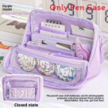 (Purple) Pen Organizer Kids With Spacious Design And Fabric Students Material Elementary