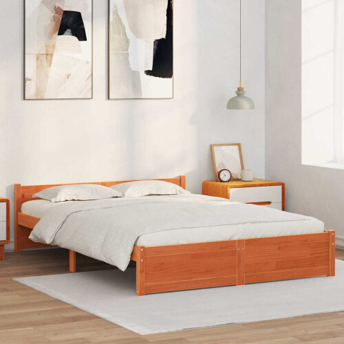 VidaXL vidaXL Bed Frame Wax Brown 205.5 x 165.5 x 51 cm Solid Pine Wood 1