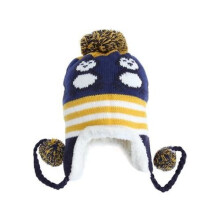 (Blue) Toddler Cute Baby Girls Boys Penguin Fur Ball Knitted Winter Warm Cap Hat Activate