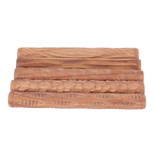 10PCS Pottery Tools Wood Hand Rollers for Clay Clay Stamp Clay Pattern Roller