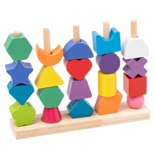 Children'S Colorful Color Sorting Toys, Rainbow Sets of Columns, Shape Stringing Matching, Educational Building Blocks