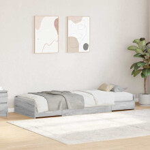 vidaXL Bed Frame with Drawer Grey Sonoma 90 x 190 cm Engineered Wood