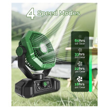 20000mAh Portable Camping Fan with LED Lights, Rechargeable Battery, USB Table Fan for Travel and Outdoor Activities