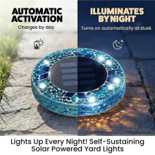4 Pk Mosaic Solar Lights Outdoor LED Disk Pathway Lights for Landscape, Yard, Driveway, Patio, Walkway Path