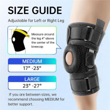 Scharnierende Kniebrace met Dubbele Metalen Zijstabilisator & Patella Knieondersteuning Ademend Ontwerp voor Sport, Hardlopen, Training L