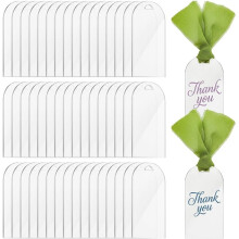 50Pcs Clear Acrylic Place Cards, 3.5"L X 1.8"W DIY Blank Hanging Tags, Perfect for Wedding Table Decor