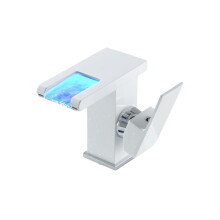 3-Color LED Temperature Waterfall Bathroom Faucet Hot & Cold Dual Control Tap Brass Countertop Sink Faucet B