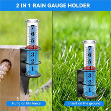 Pluviomètre Extérieur avec Support en Métal, Mesure de Pluie, Facile à Lire avec Flotteur Rouge, pour Jardin
