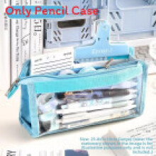 (Sky Blue) Durable Canvas Stationery Case With Multiple Layers For Teen And School Students Middle