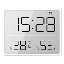 Smukły Cyfrowy Zegar Ścienny z Budzikiem LCD, Wyświetlaczem Temperatury i Wilgotności - Wielofunkcyjny Elektroniczny Zegar Kuchenny